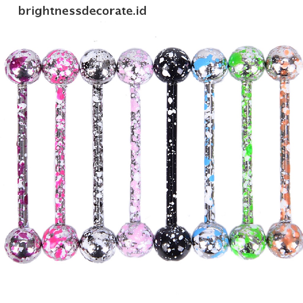 [Birth] 8pcs/set Mix Perhiasan Tubuh Cincin Lidah Bola Stainless Steel Warna-Warni [ID]