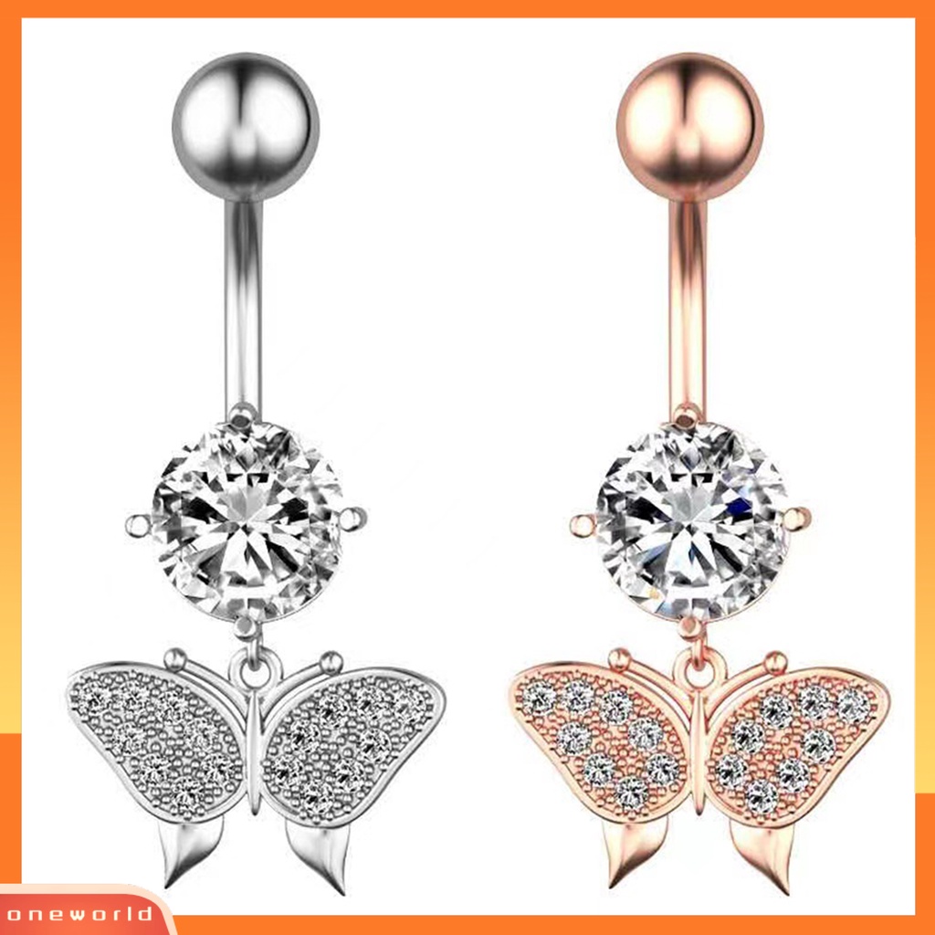 [oneworld] Belly Button Nail Charming Praktis Desain Busur Tinggi Dipoles Permukaan Halus Tindik Pusar Kuku Tubuh Perhiasan