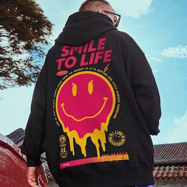 Sweater Hoodie SMILE TO LIFE Jumper Pria Wanita Bahan Fleece Tebal Ukuran S M L XL XXL XXXL