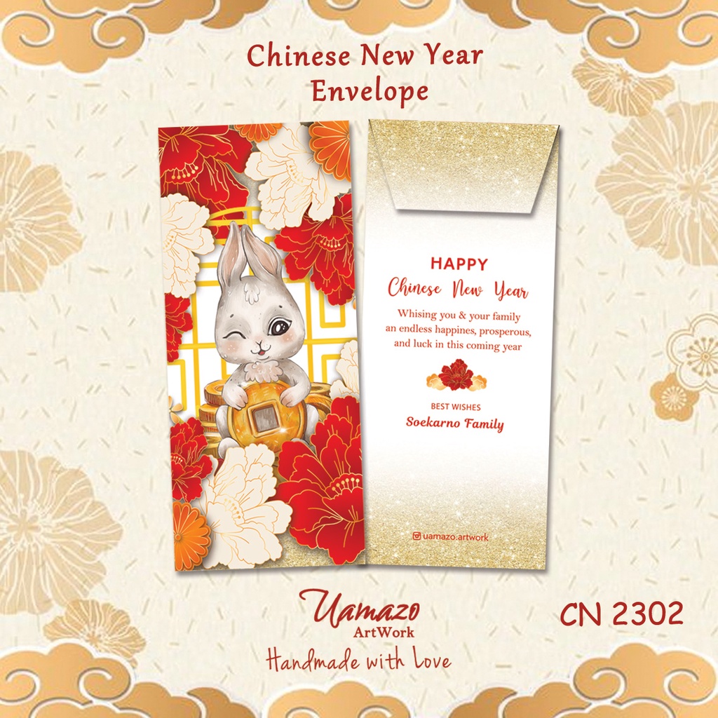 

Angpau Tahun Kelinci / Amplop Imlek / Amplop Custom Nama / Amplop custom / Angpau Imlek / Angpao Custom / Rabbit New Year