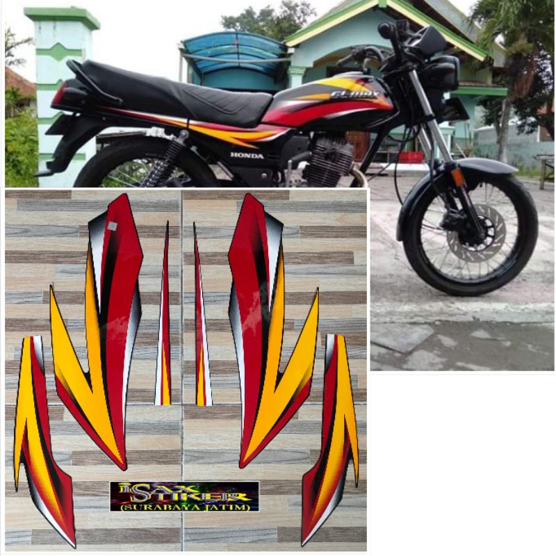 striping original Honda GL Max hitam kuning tahun 2004