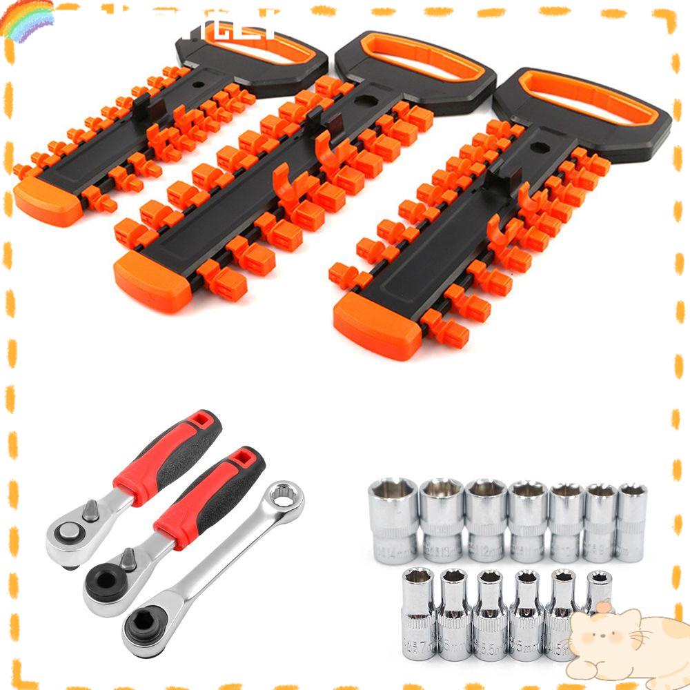 Solighter Rak Penyimpanan Kunci Sok Portable Hand Tools Socket Hanger Hemat Tempat Penempatan Bar Alat Sockets Wrench Holder