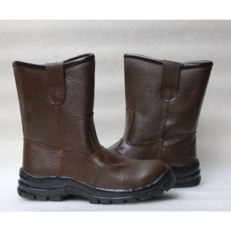 SEPATU SAFETY BOOT/SEPATU SAFETY PRIA/SEPATU SAFETY  KULIT ASLI  SOL KARET UJUNG BESI