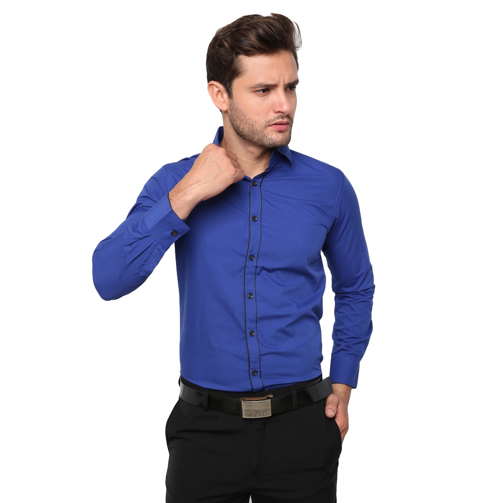 Slim Fit Shirts For Men Katun Coklat LNG 1430