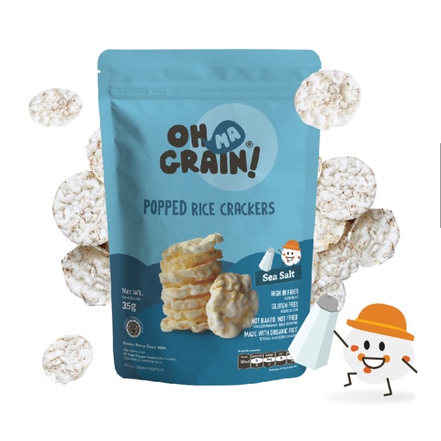 

Oh Ma Grain! Rice Crackers 50gr Snack Beras Halal Organik