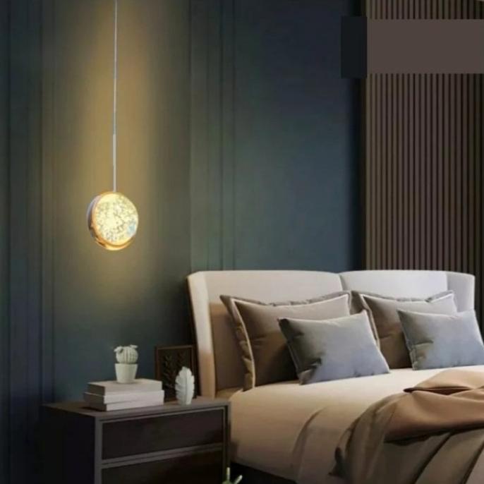 Lampu gantung Hias kamar tidur LED gold Modern