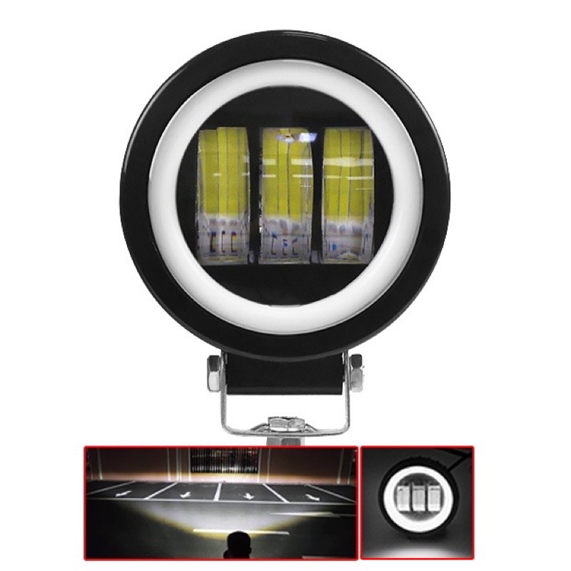 TERMURAH WORK LIGHT LAMPU TEMBAK 3 MATA LENSA 4D CREE LED CWL 12-24V ANGEL EYES