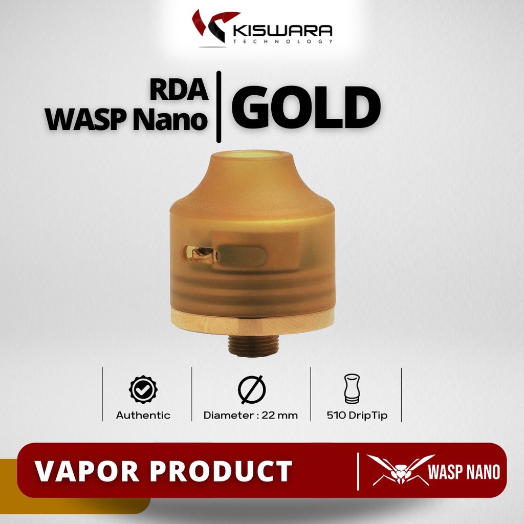 WASP Nano 22 RDA Atomizer - GOLD [Authentic] KiswaraBandung
