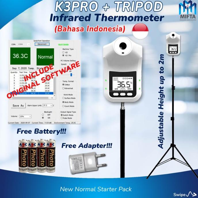 Promo K3 PRO & TRIPOD / THERMOMETER INFRARED / TERMOMETER DIGITAL / K3 PRO