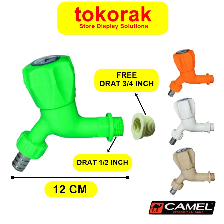 CAMEL KERAN 1/2&quot; PVC MAHKOTA JUMBO TEMBOK KRAN AIR TAMAN 1/2 INCH