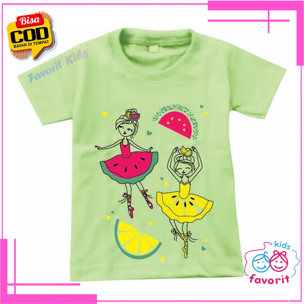 Favorit kids Baju kaos anak perempuan lengan pendek | kaos atasan anak perempuan usia 1-10 Tahun