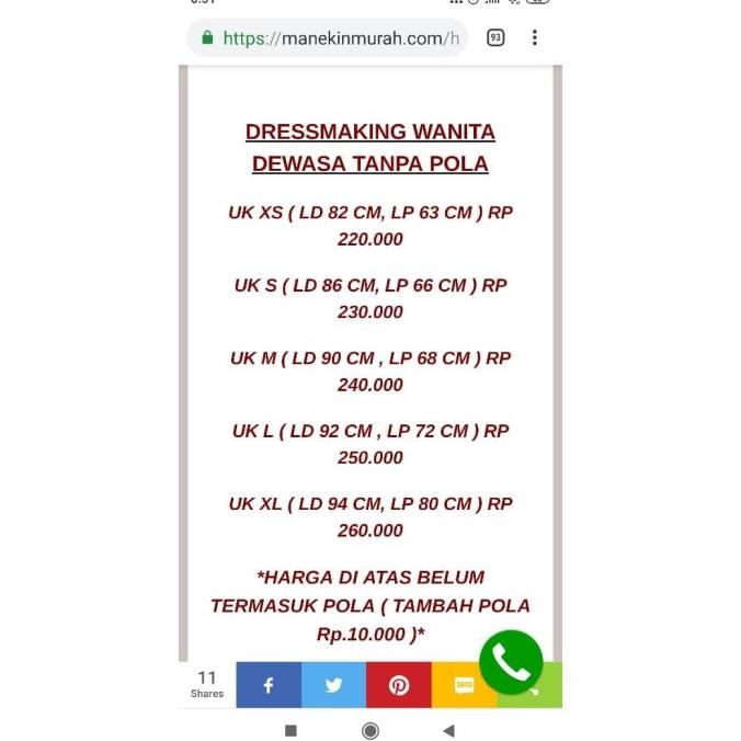 Patung Manekin Setengah Badan Wanita busa bisa tusuk/Manekin Jahit