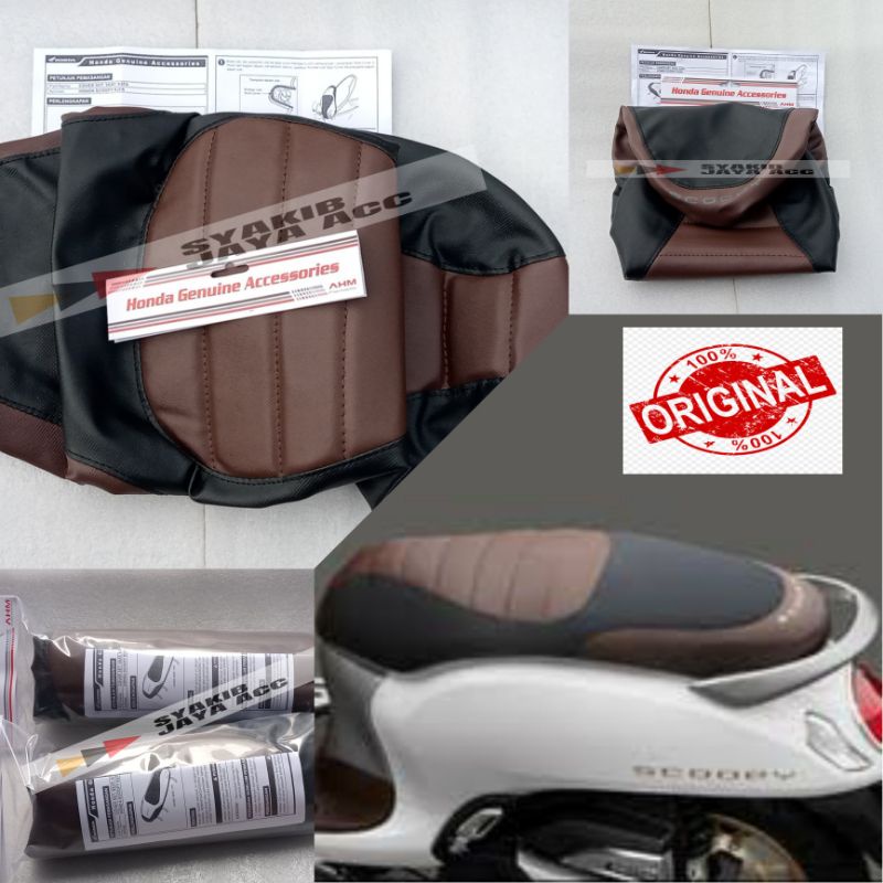 Sarung Jok/Seat Cover Scoopy 2022-2023 Black brown ORI AHM