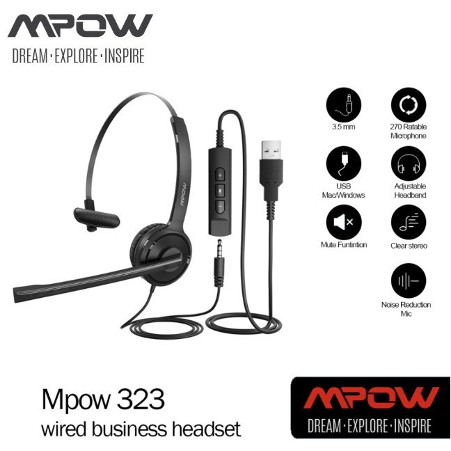 Mpow 323 wired business headset