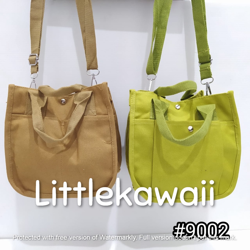 LK/Tas Totebag Tenteng Slempang Kanvas Fashion Kuliah Sekolah Wanita Remaja Dewasa Korean Style Polos Mix Import