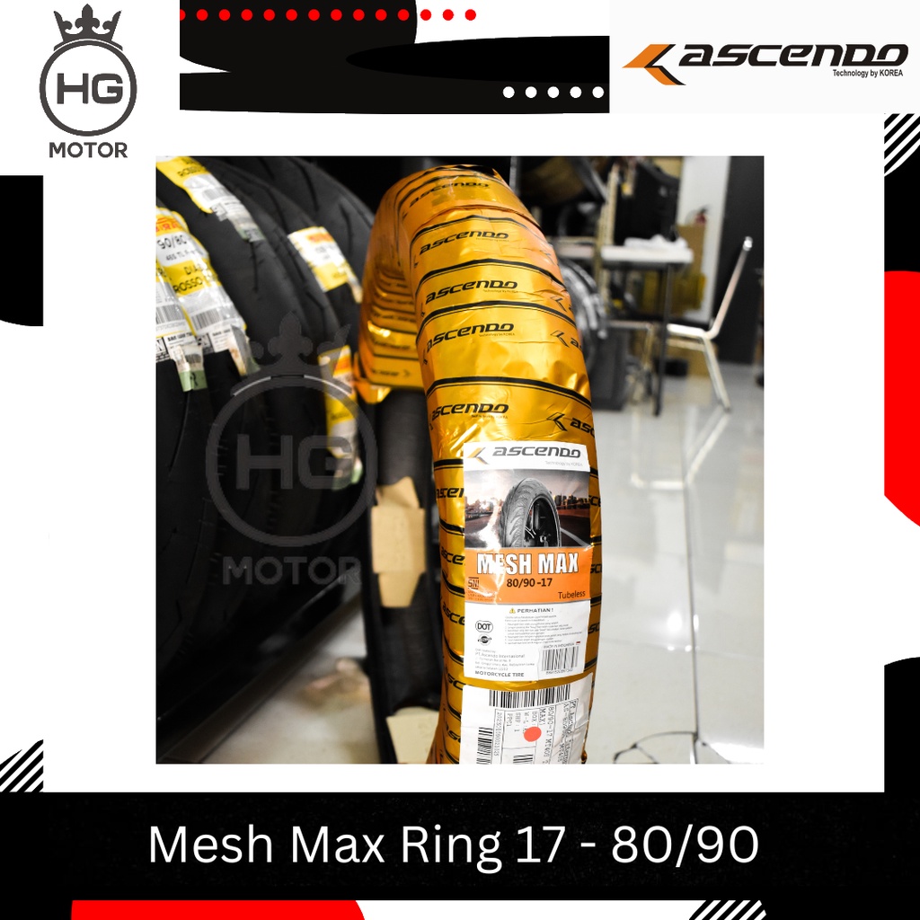 BAN MOTOR ASCENDO 80/90 70/90 RING 17 TUBELESS MESH MAX MOTOR BEBEK