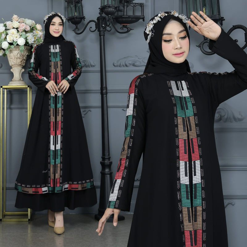 CANAMI GAMIS ABAYA TURKEY BORDIR PELANGI SIMPEL