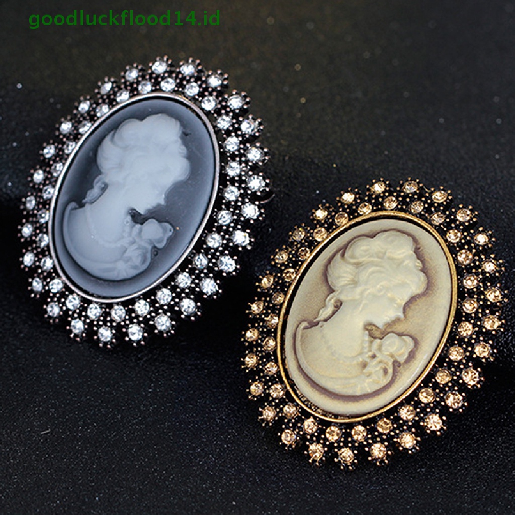 [GOOGFOUR] Vintage Cameo Victoria Gaya Kristal Pesta Pernikahan Wanita Liontin Bros Pin [TOP]