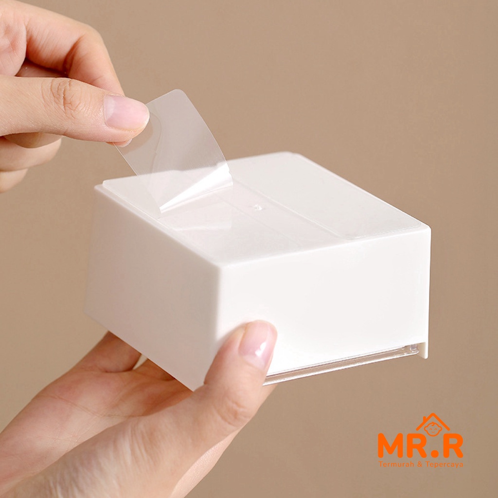 Organizer Serbaguna Mini Anti Air Tempat Cotton Bud Kotak Make Up Kosmetik Benda Kecil Kotak Penyimpanan Kapas Model Tempel Dinding Serbaguna