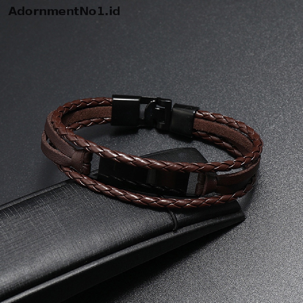 [AdornmentNo1] Gelang Kulit Asli Ladies and Men Buckle Bracelet Simple Multilayer Kepang [ID]