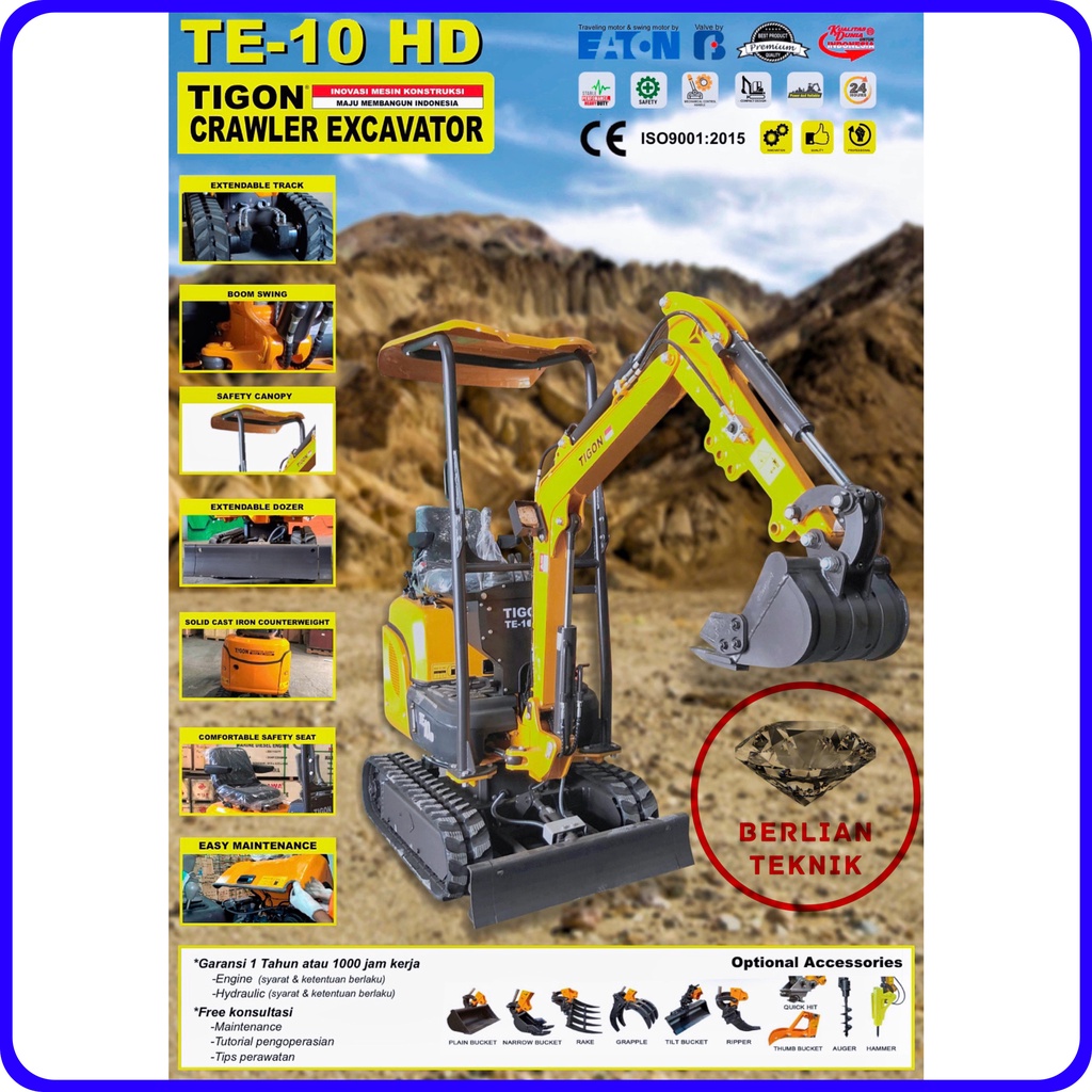 Mini Excavator TIGON TE 10 HD | Load 1.05 Ton Full Hydraulic
