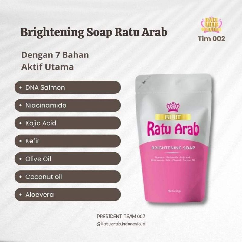 BRIGHTENING SOAP RATU ARAB ORIGINAL 100% BPOM SABUN PEMUTIH BADAN DAN WAJAH