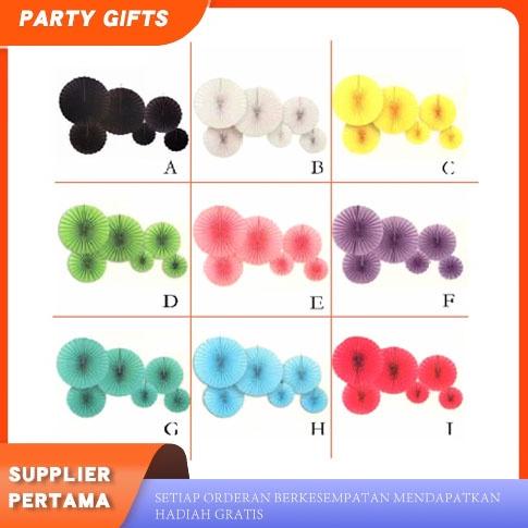 

1.1 BRANDS FESTIVAL Paper fan set / paperfan / paper flower set 6 in 1 ( POLOS / SATU WARNA )