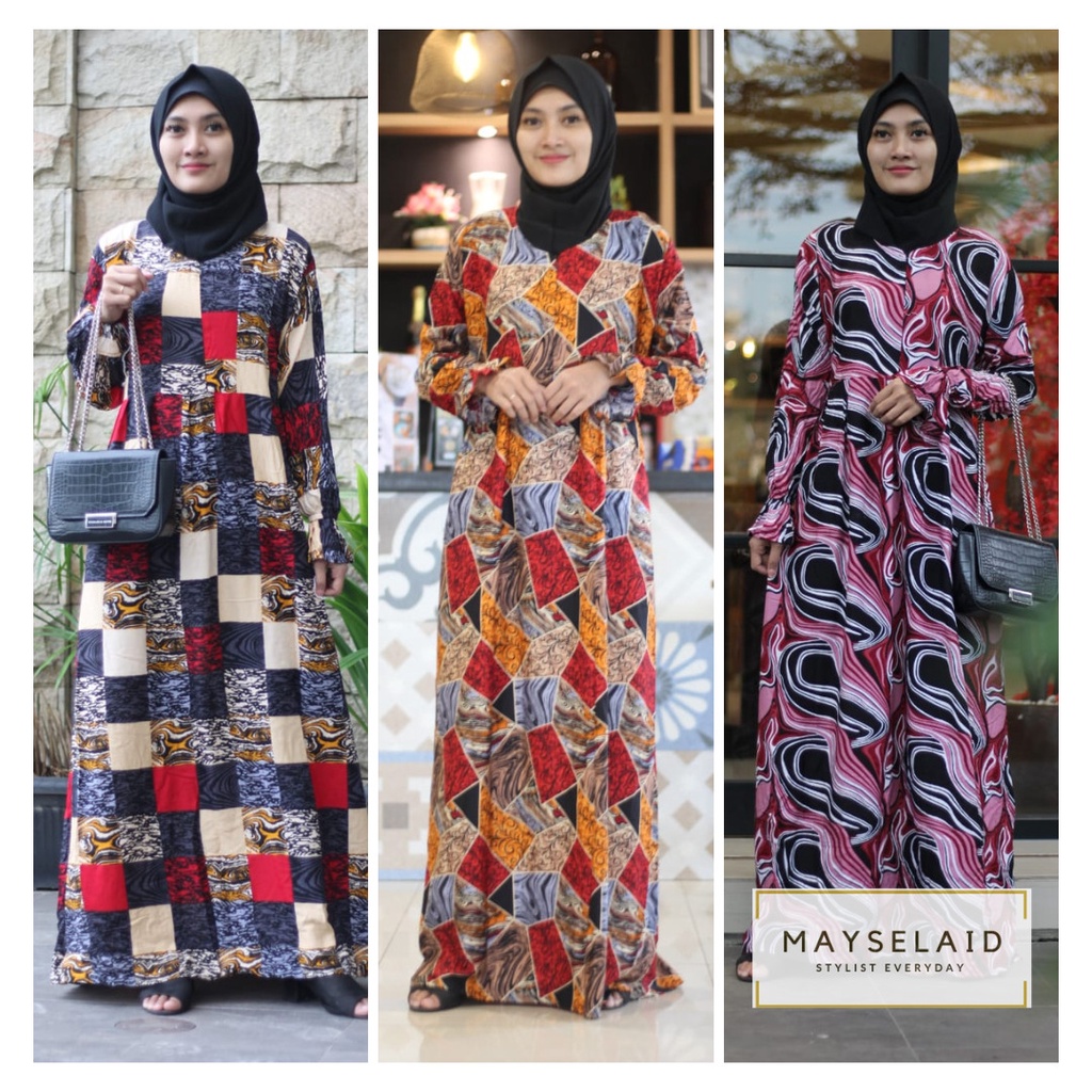 Gamis Milea Rayon Busui Lengan Karet Tebal dan Adem Long Daster Busui