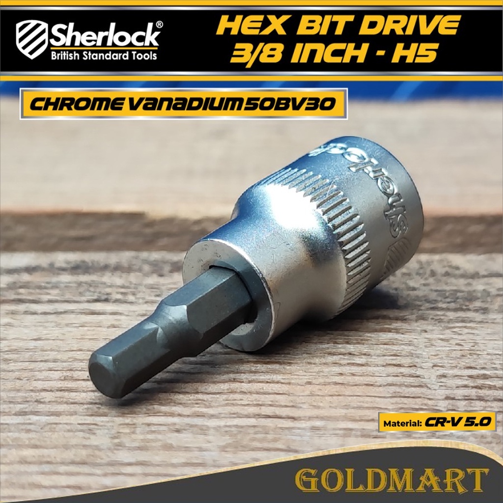 Mata Kunci Sok Socket Drive 3/8 &quot; 1/2 &quot; inch Hex Bit Shock L 4-12 mm Sherlock