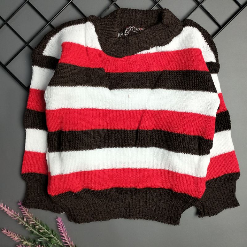 sweater rajut pelangi bayi 6-12 bulan