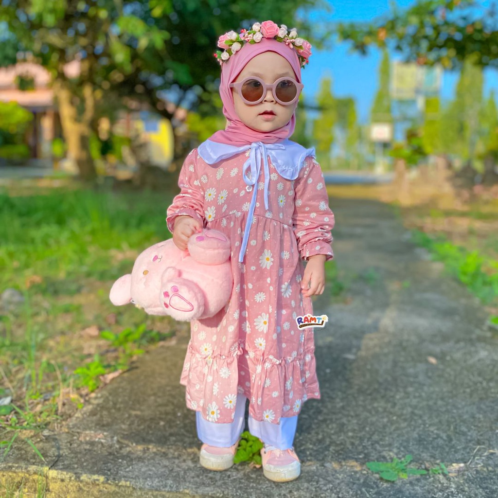 Sakura Midi Dress - dress motif bunga - dress muslim anak - hijab anak