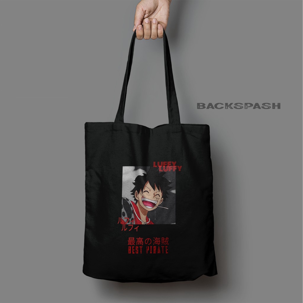 TOTEBAG ANIME ONE PIECE HITAM CUSTOM PRIA DAN WANITA