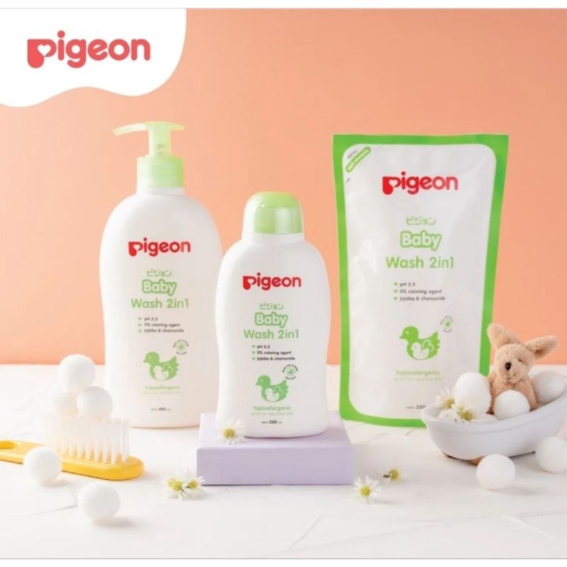 PIGEON Baby Wash 2in1 Chamomile / Shampoo dan Sabun Cair Bayi Mulai Newborn / Pigeon Sabun Cair Shampoo 2 in 1 kemasan Refill Pigeon / Pigeon Pump Baby Wash