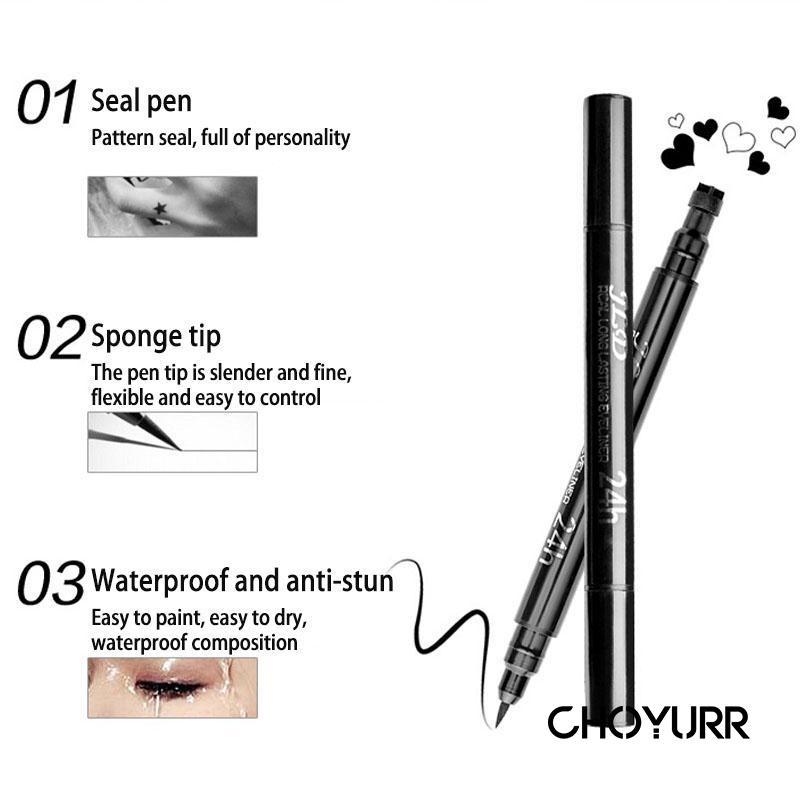 【COD】2 in 1 Eyeliner Stamp Eyeliner Dua Sisi Double Head Eyeliner Profesional Makeup Liquid Pencil Eyeliner 100% Original-CH