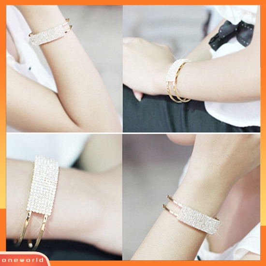 {oneworld} Mode Baru Elegan Wanita Bangle Gelang Gelang Kristal Cuff Bling Lady Hadiah