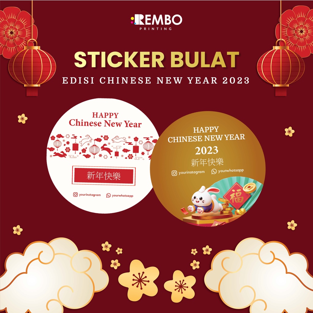 Sticker Bulat Tahun Baru Imlek - Sticker Bulat - Sticker Souvenir - Sticker Hampers - Chinese new Year - Cetak Sticker Murah