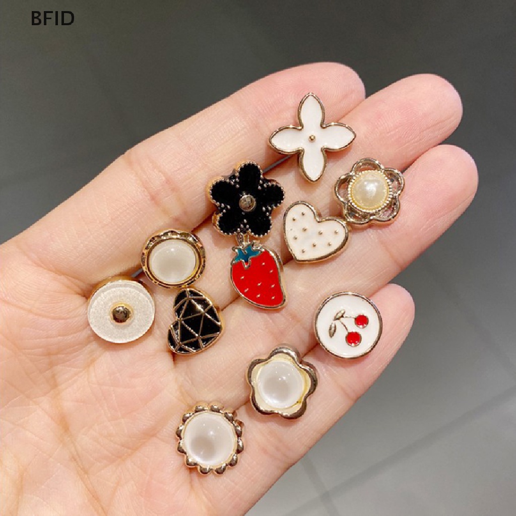 [BFID] 10pc Baju Bros Gesper Mutiara Kancing Leher Pin Wanita Manset Dekorasi [ID]