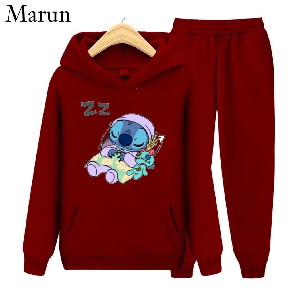 Hzl_outfit Setelan Sweater Hoodie Lilo Sleep Anak Anak S.M.XL