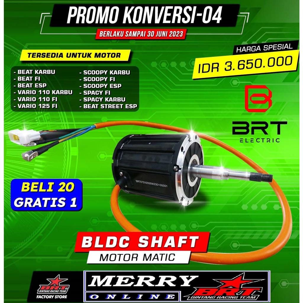 Jual Dinamo BLDC GEAR Matic 2KW 2000 Watt 72 Volt Motor Listrik BRT 
