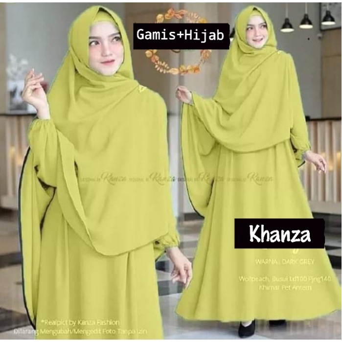 Khanza FREE Hijab - Baju Gamis Dress Syari Wanita Busui L XL XXL Jumbo Kondangan Naik Haji Umroh Ser