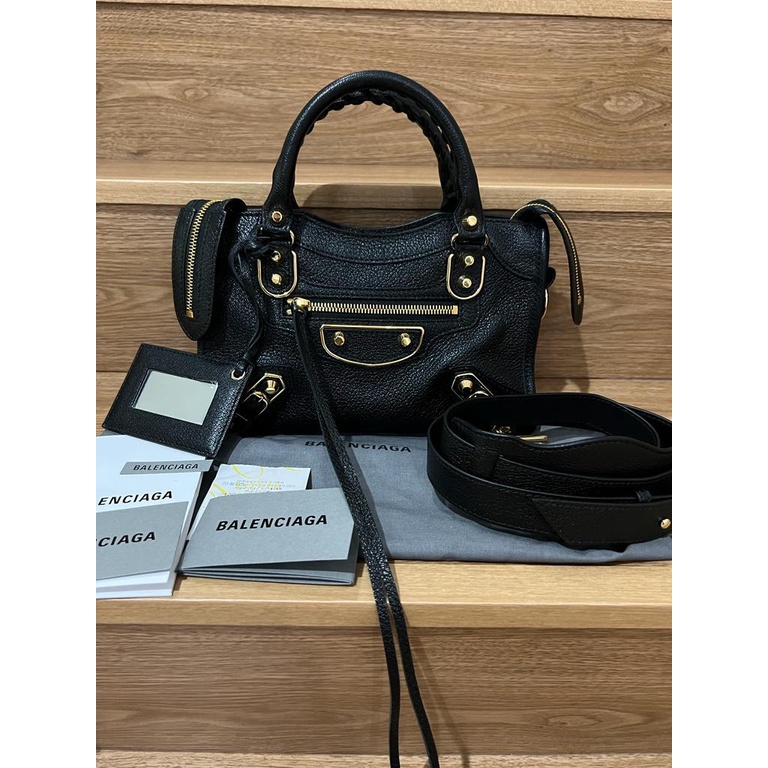 Tas Wanita Authentic Shoulder Bag Balenciaga Mini City Edge Black 2022 Original Branded Preloved