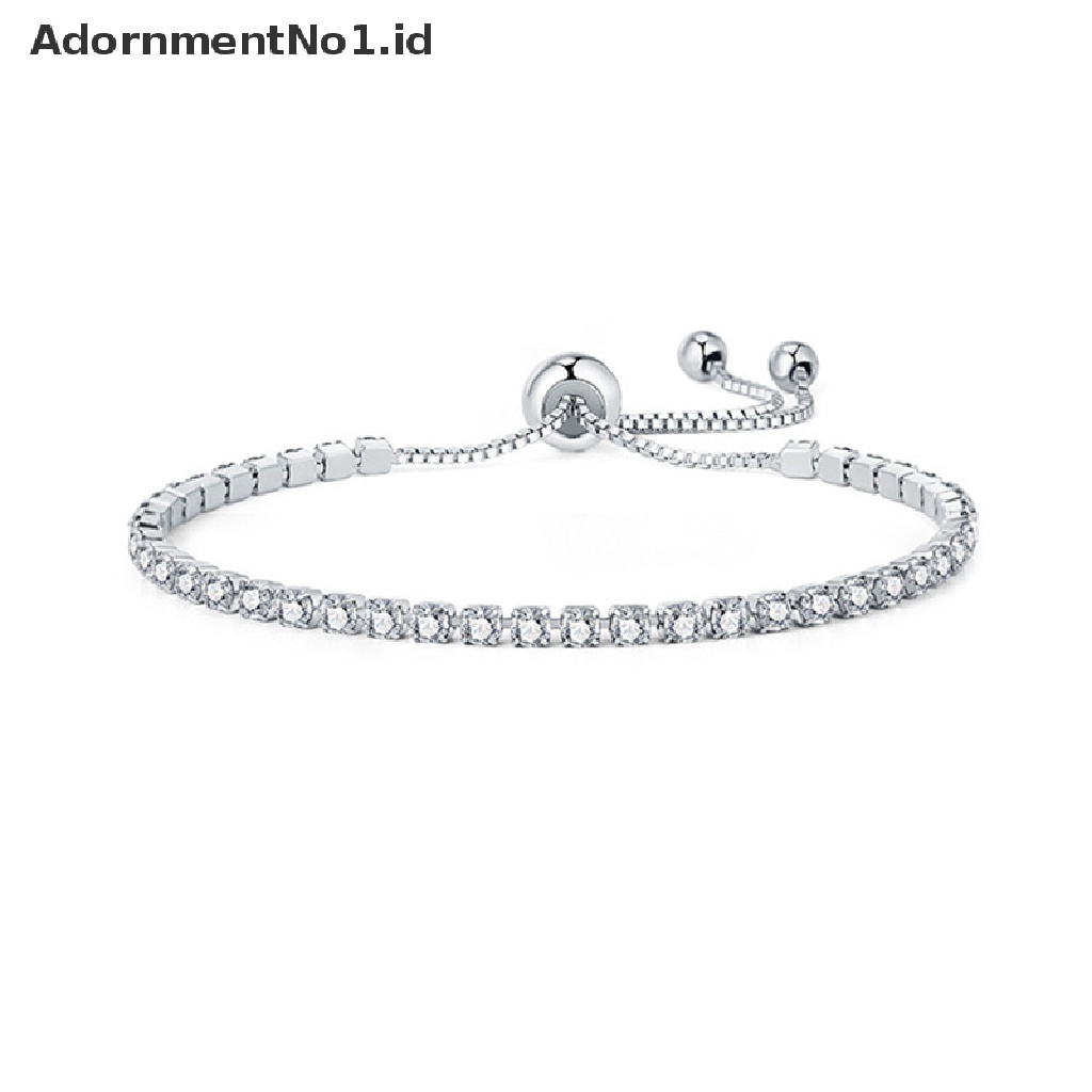 [AdornmentNo1] Gelang Tenis Kristal Bening Baru Untuk Wanita Gelang Cubic Hip Pop Accessorie [ID]