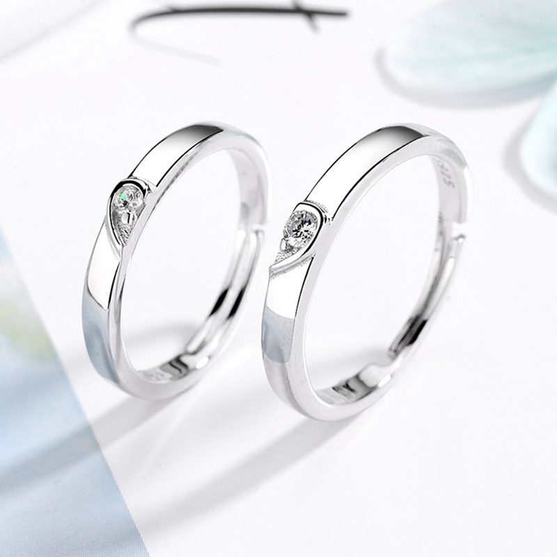 2 Pcs/Set Cinta Hati Zirkon Pasangan Cincin Fashion Kekasih Pengantin Pernikahan Pertunangan Hari Valentine Cincin Perhiasan Hadiah
