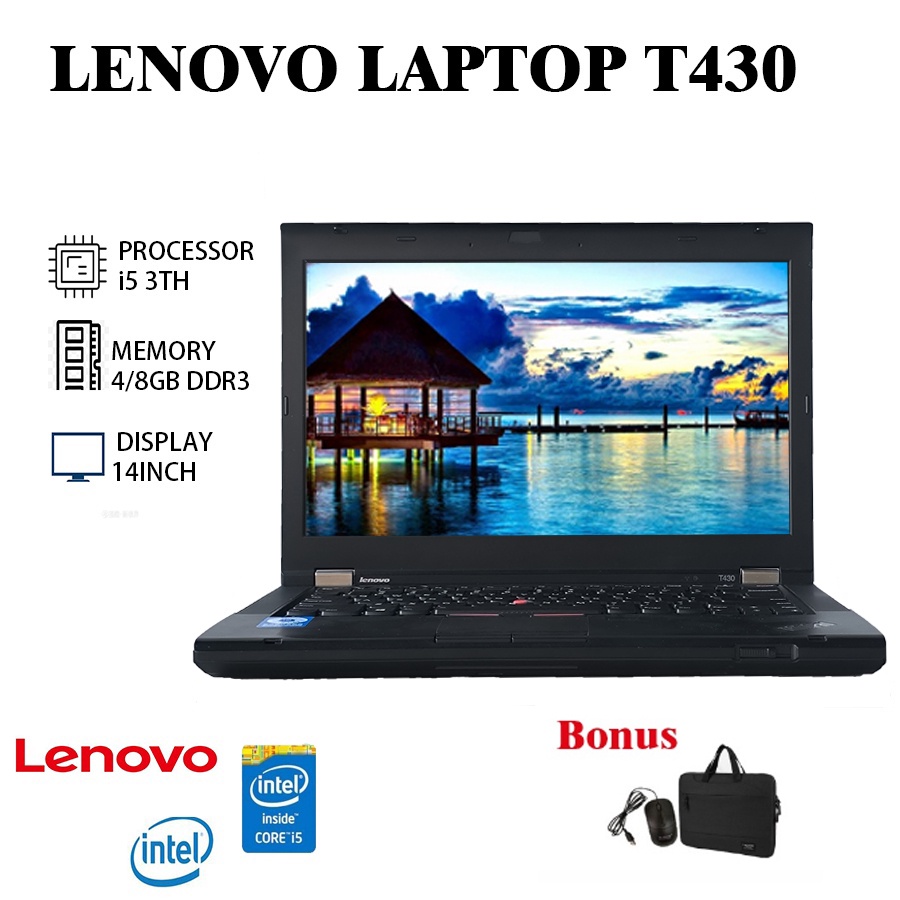 Lenovo thinkpad T430 T series second laptop core I5 Ram 4gb HDD 320/500gb SSD 128/256gb Peningkatan baru laptop original berkualitas Mulus Bekas IPS， US Keyboard，backlight