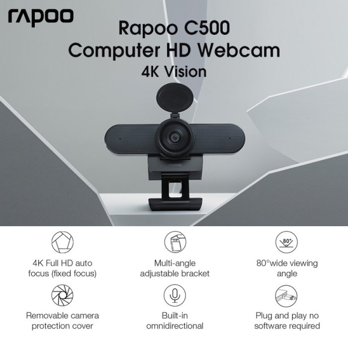 Rapoo C500 Webcam 30Hz Full HD+ 2160P 4K USB Microphone Rotable