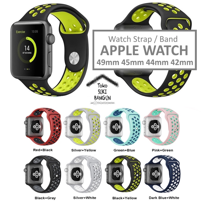 Strap Apple Watch Series Ultra 8 7 6 5 4 3 2 1 49mm 45mm 44mm 42mm TALI JAM Rubber SPORT BREATHABLE Silicone