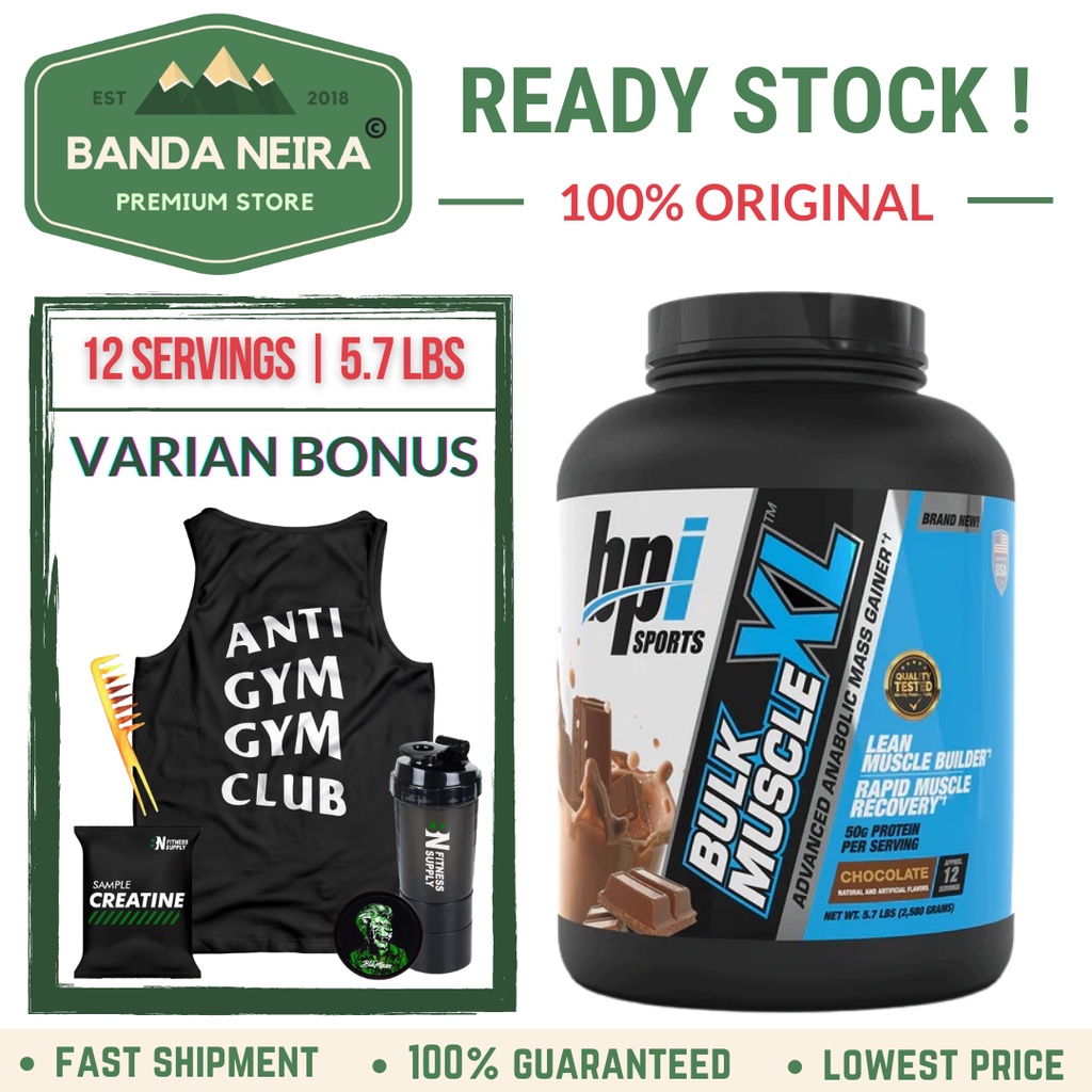 BPI SPORTS BULK MUSCLE XL Mass Gainer Protein | 5.7 LBS | 12 SAJIAN | 2.58 KG | 2580 GR