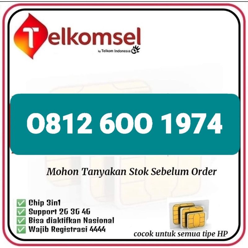 NOMOR SIMPATI SERI TAHUN 1974, 08126001974,0812 600 1974