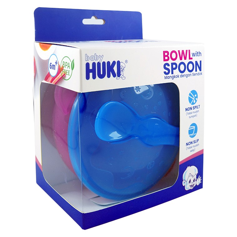 Huki Suction Bowl with Spoon Mangkok Makan Bayi &amp; Batita