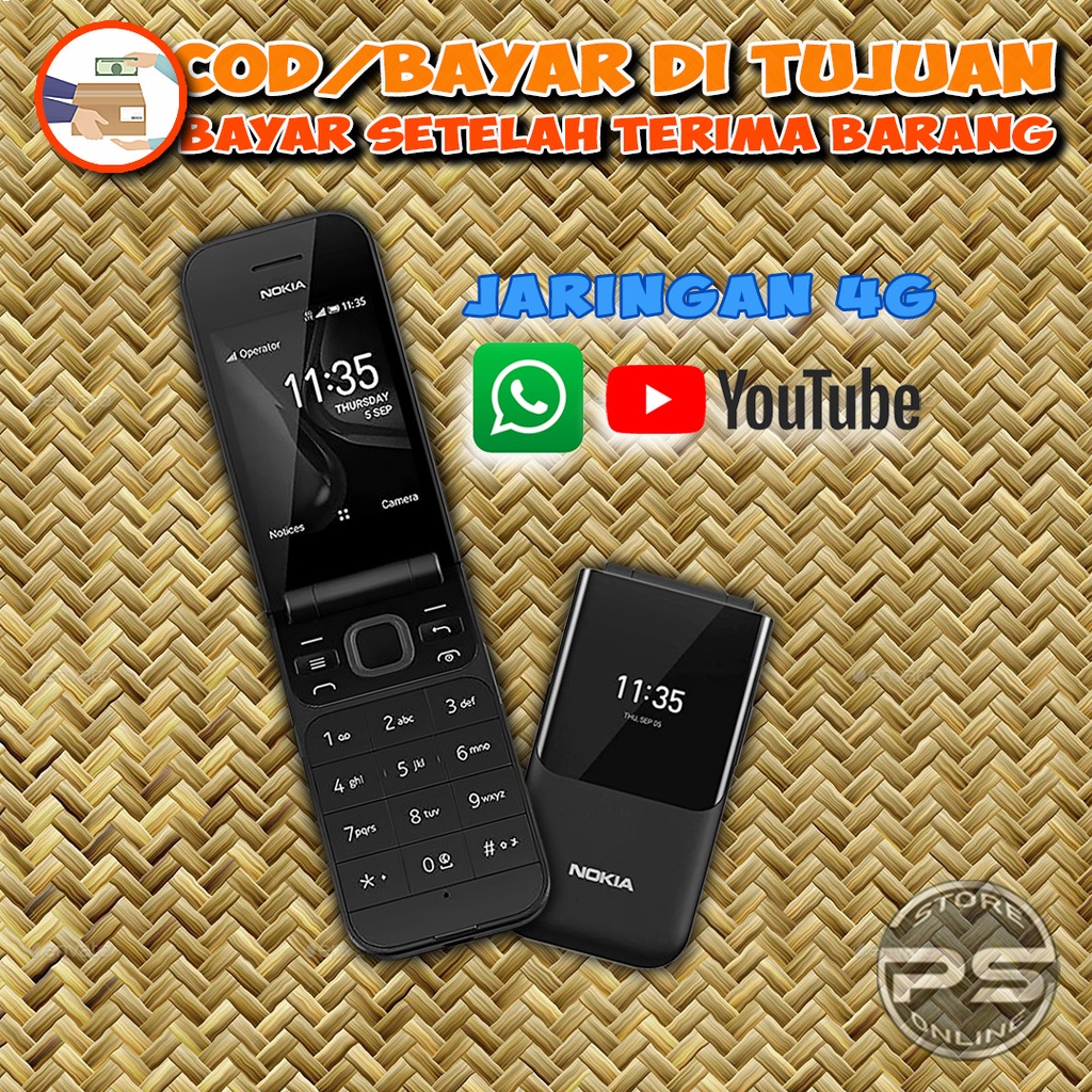 Nokia 2720 Flip - Dual Sim - Jaringan 4G - KaiOS - Internet cepat